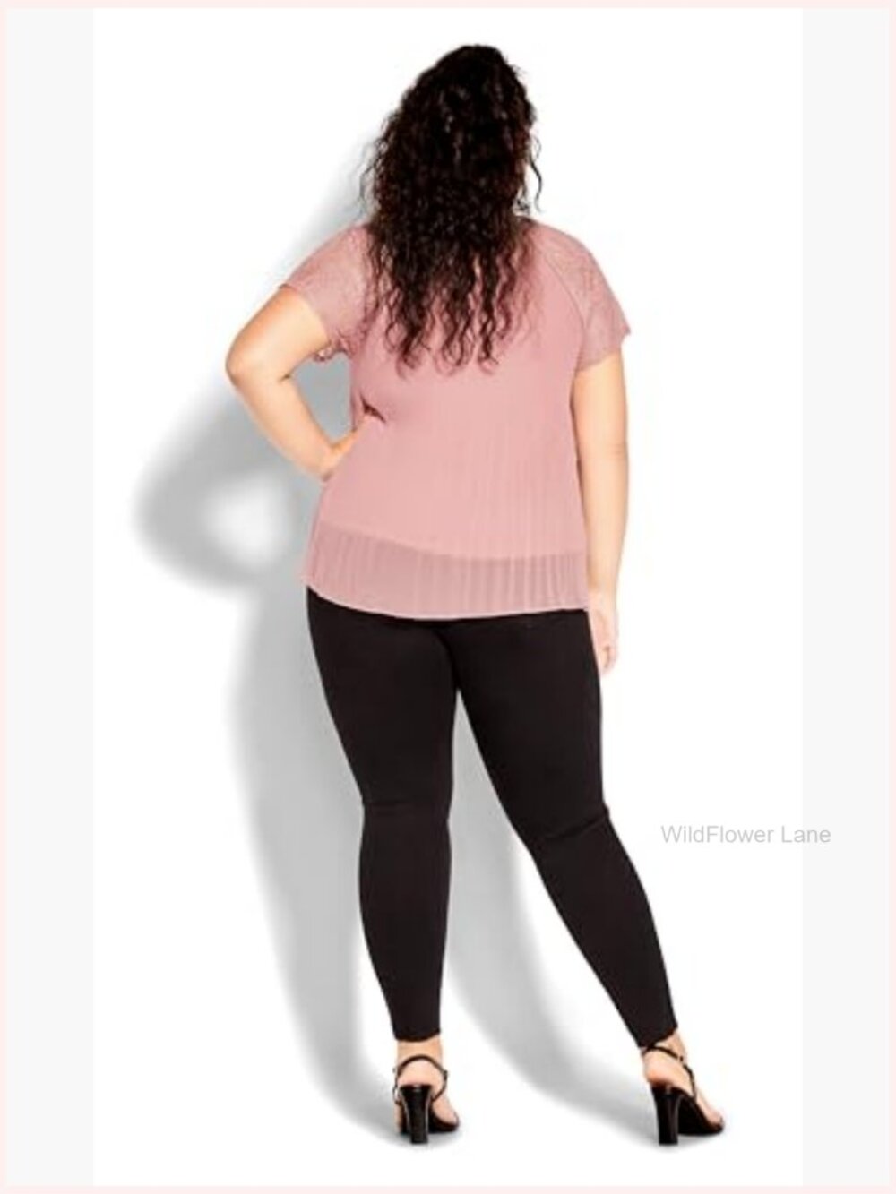 Plus Size Lace Trim Short Sleeve Blouse Pullover Top - Picture 4 of 6
